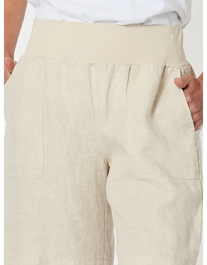 Jersey Waist Linen Short Natural