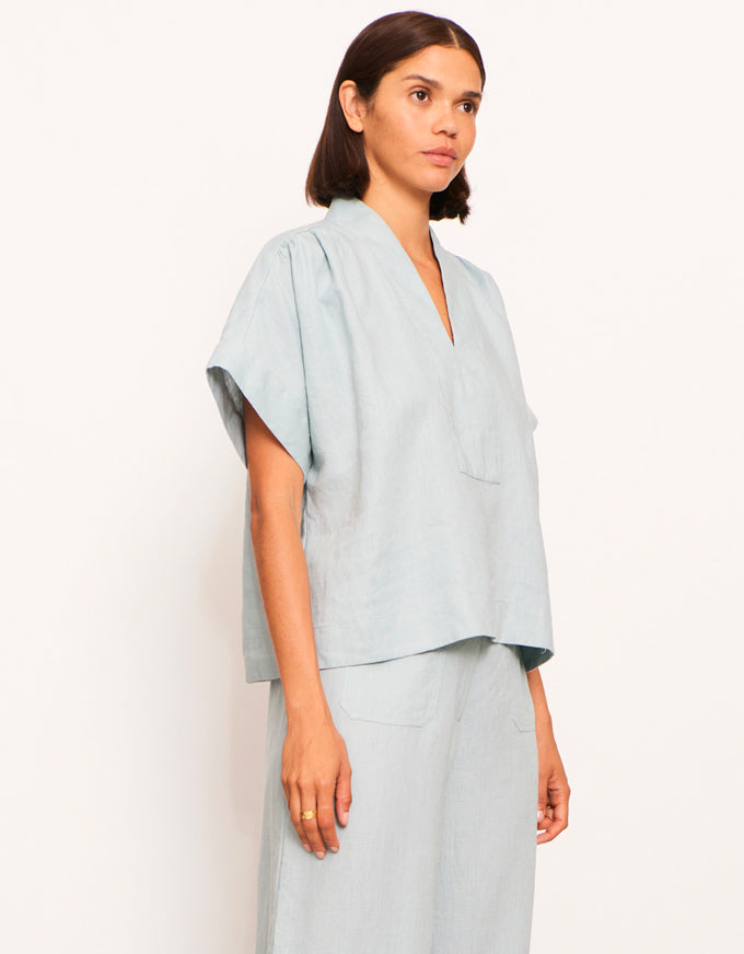 Joss Top Blue Linen