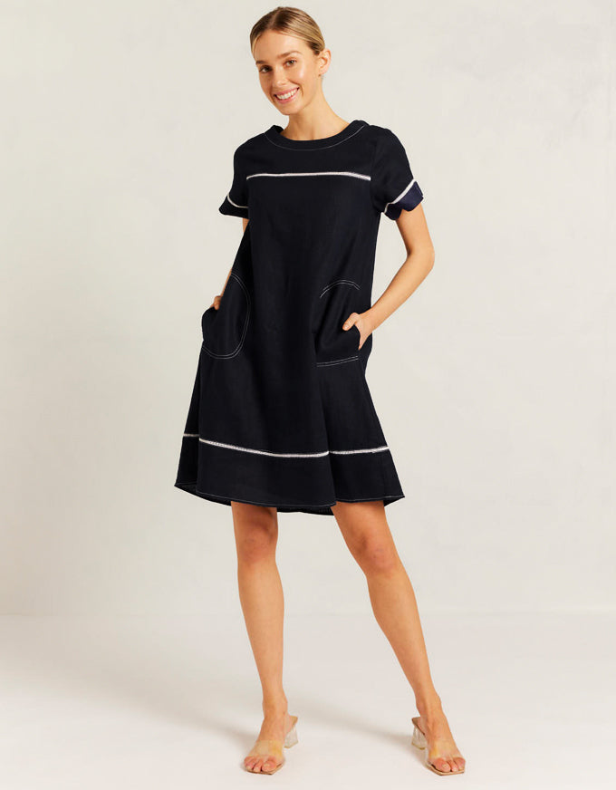 Laine Linen Dress Black