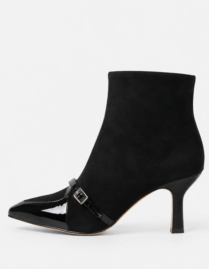Lasmin Ankle Boots Black Patent Suede