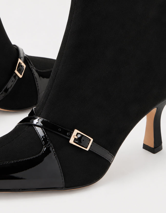 Lasmin Ankle Boots Black Patent Suede