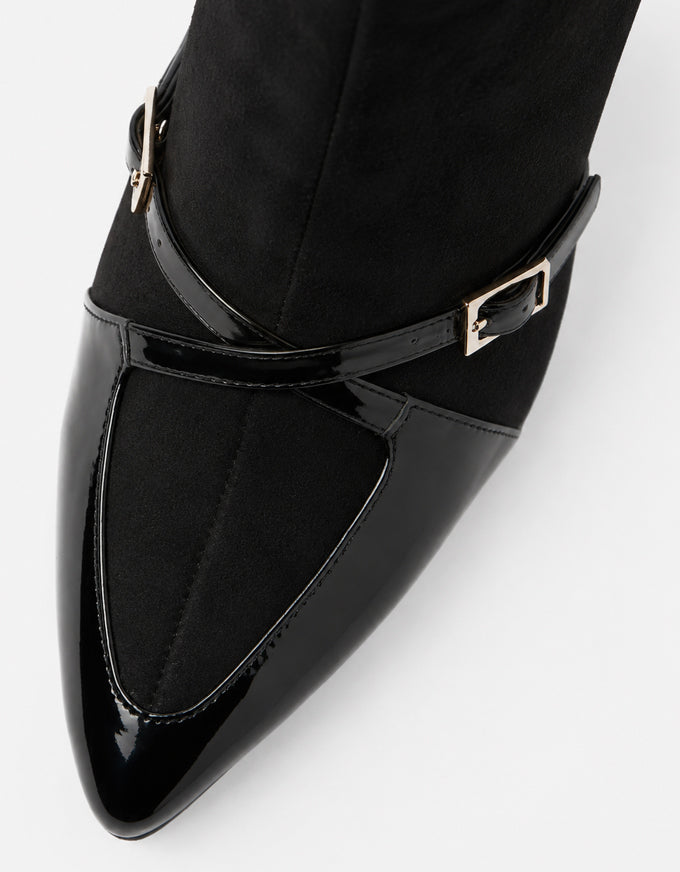 Lasmin Ankle Boots Black Patent Suede