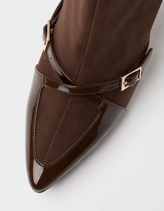 Lasmin Ankle Boots Choc Patent & Suede