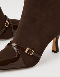 Lasmin Ankle Boots Choc Patent & Suede