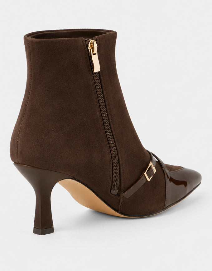 Lasmin Ankle Boots Choc Patent & Suede