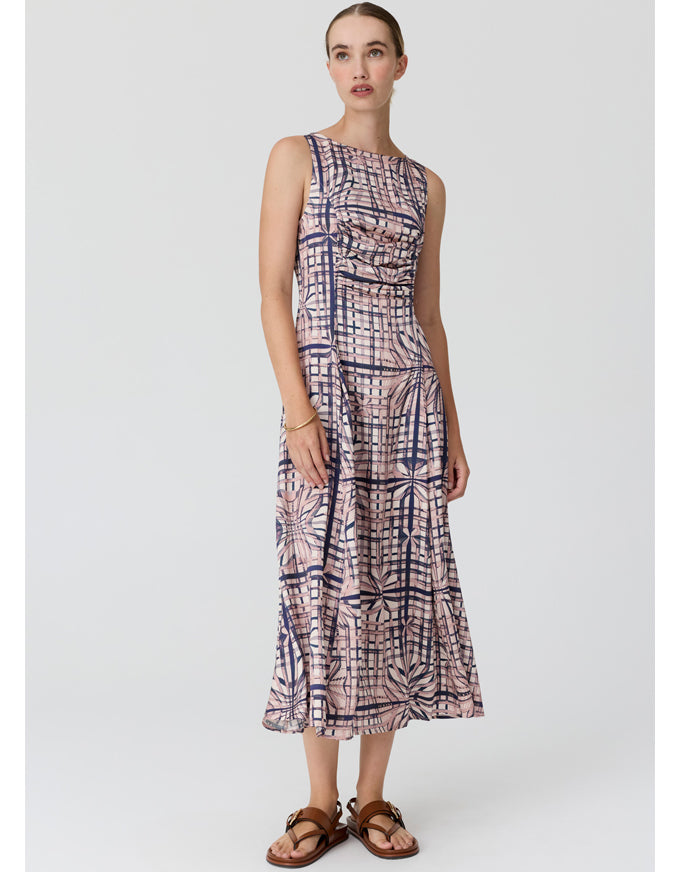 Lattice Gathered Dress Pink Check