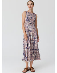 Lattice Gathered Dress Pink Check