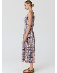 Lattice Gathered Dress Pink Check