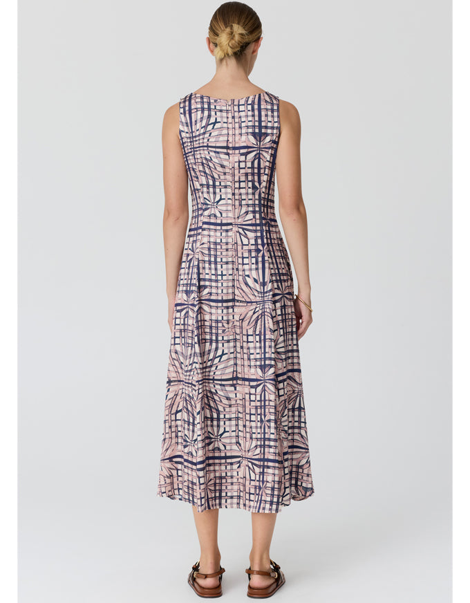 Lattice Gathered Dress Pink Check