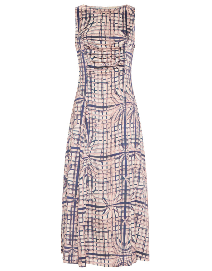 Lattice Gathered Dress Pink Check