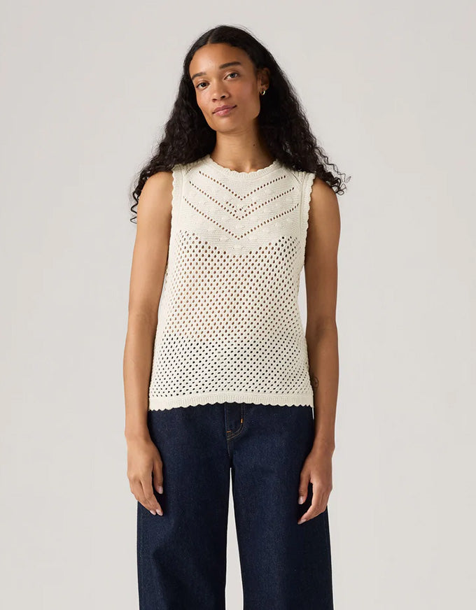 Adrienne Crochet Tank Egret