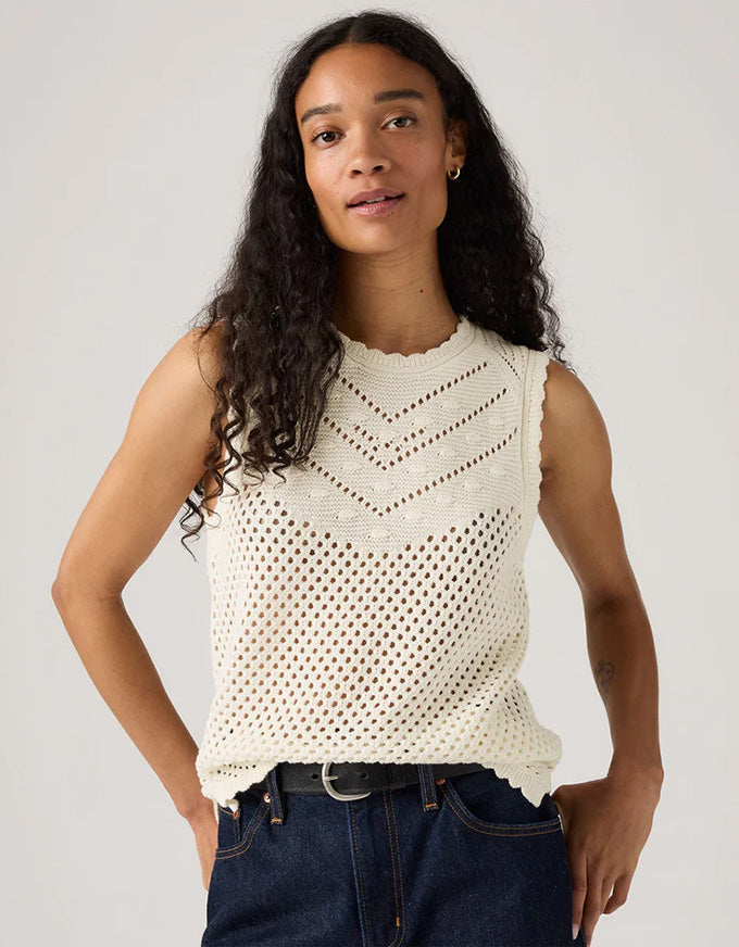 Adrienne Crochet Tank Egret