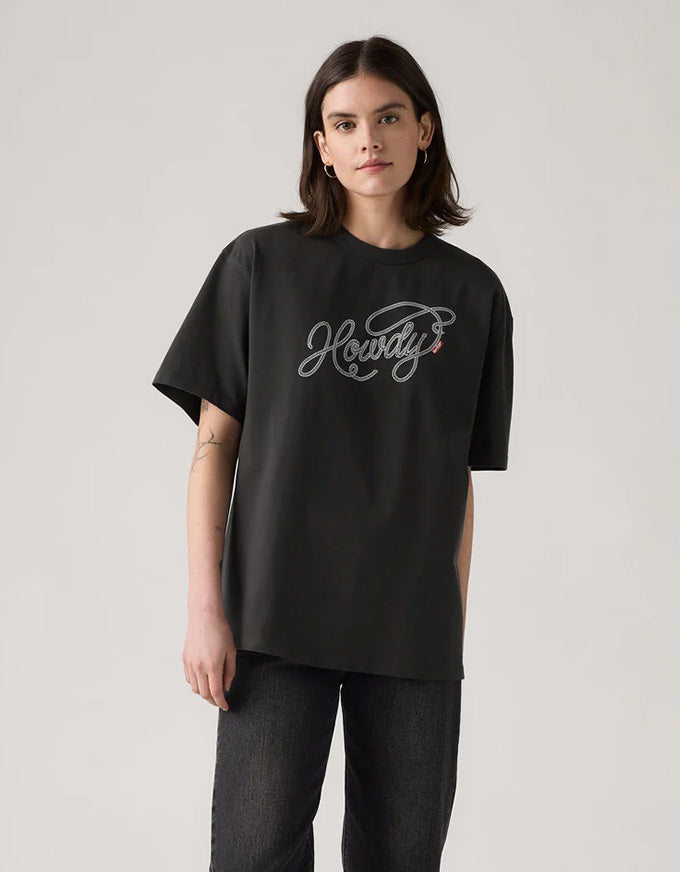 Tabor Tee Howdy Script Black