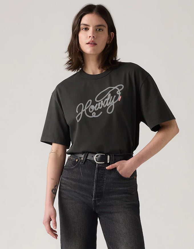 Tabor Tee Howdy Script Black