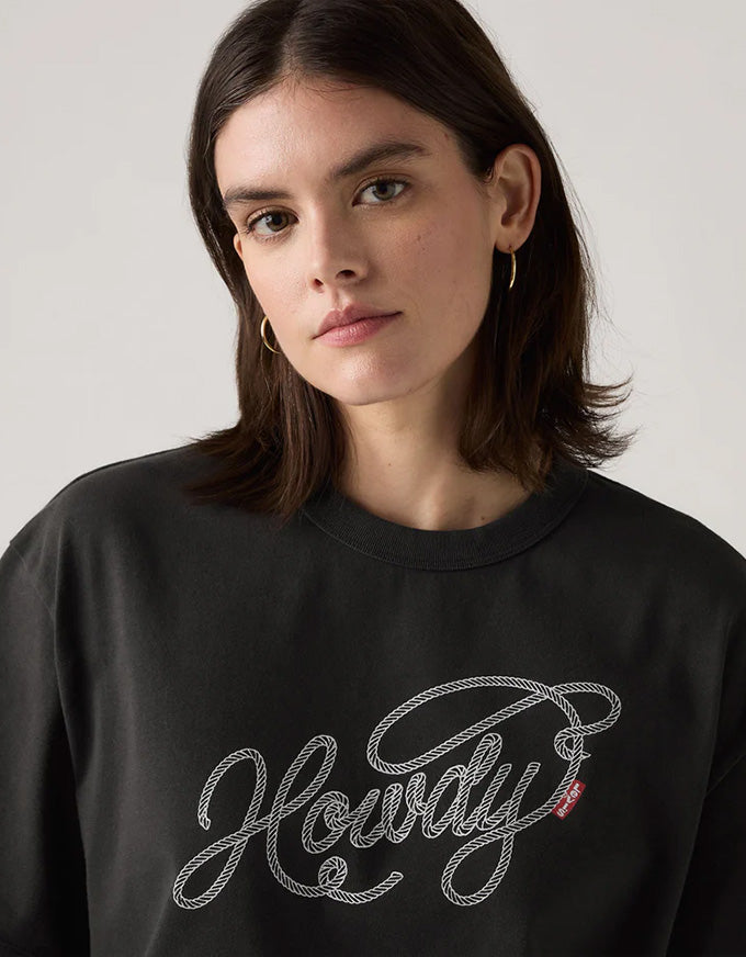 Tabor Tee Howdy Script Black