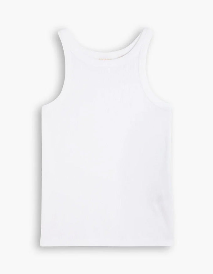 Essential Racer Tank White Rib