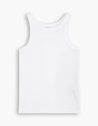 Essential Racer Tank White Rib