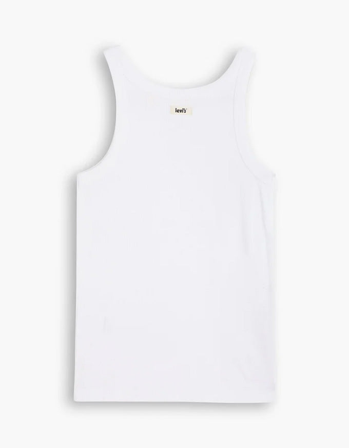Essential Racer Tank White Rib