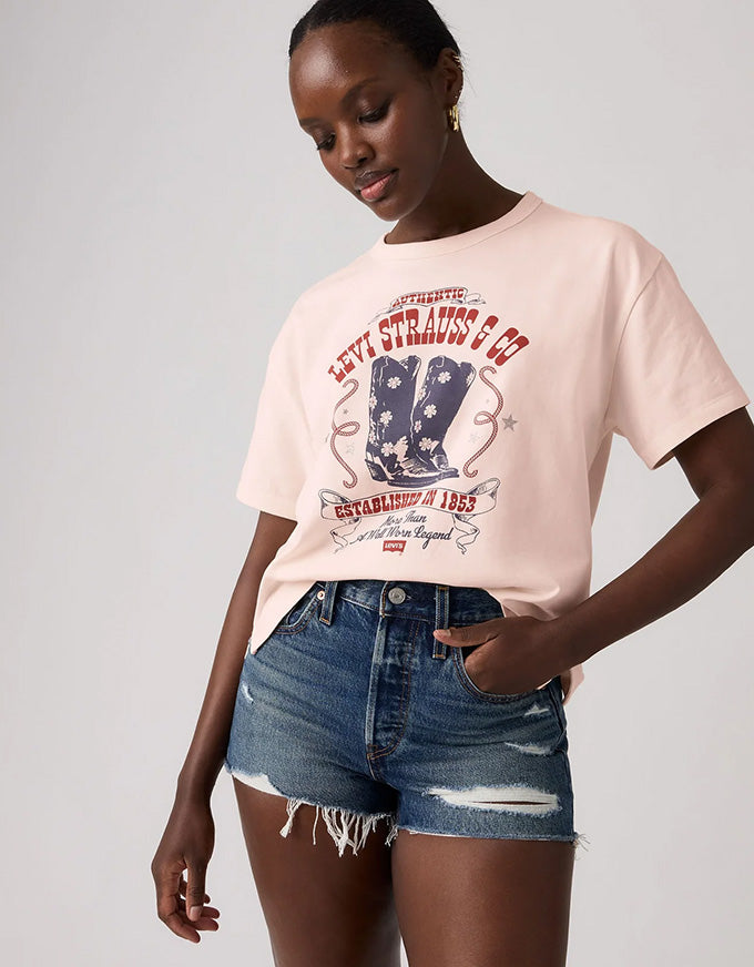 Graphic Vintage Tee Daisy Boots - Crystal Pinkv