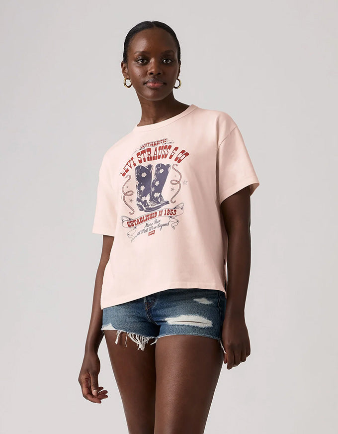 Graphic Vintage Tee Daisy Boots - Crystal Pink