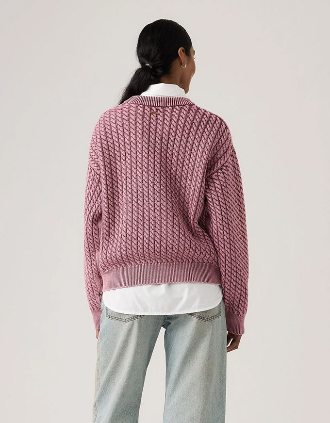 Leilah Cable Crewneck - Washed Crushed Berry