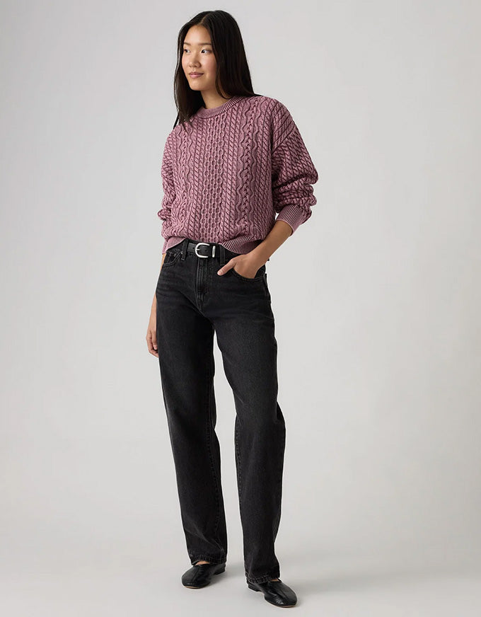 Leilah Cable Crewneck - Washed Crushed Berry
