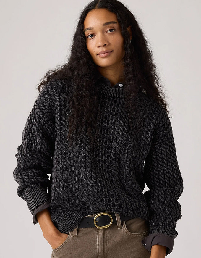 Leilah Cable Crewneck - Washed Anthracite