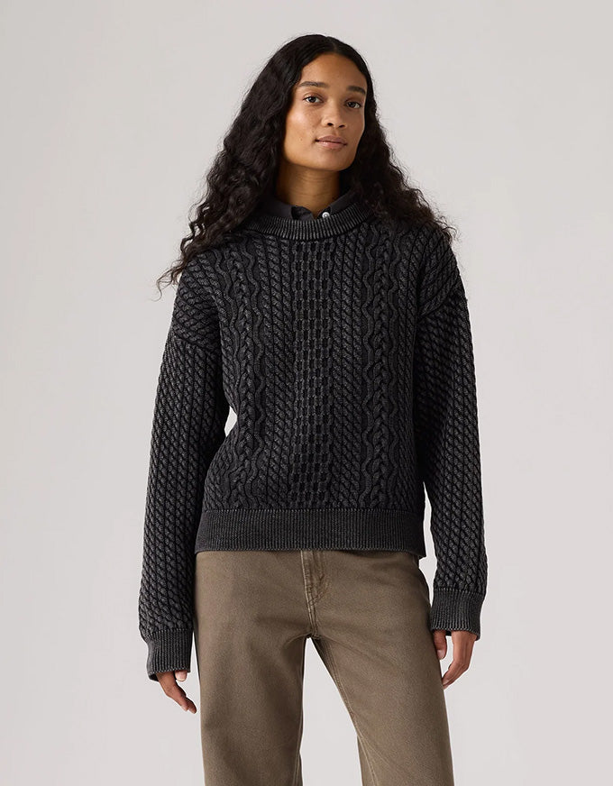 Leilah Cable Crewneck - Washed Anthracite