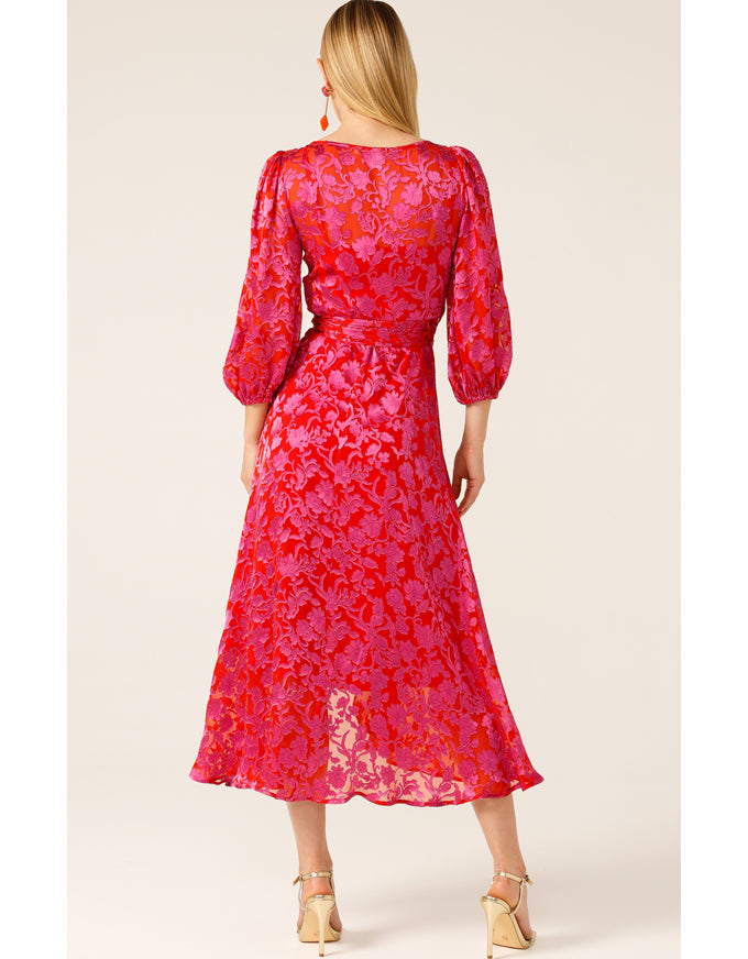Lily Fire Wrap Dress Pink/Red Floral