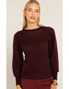 Ripple Long Slv Knit Black Cherry