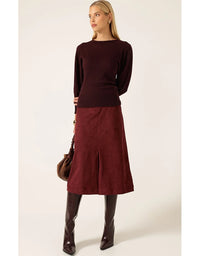 Ripple Long Slv Knit Black Cherry