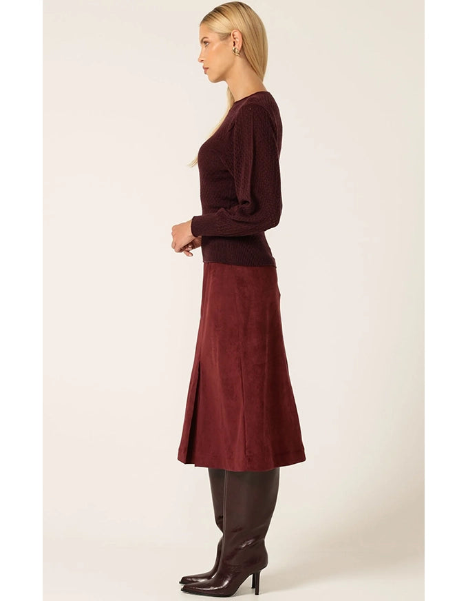 Ripple Long Slv Knit Black Cherry
