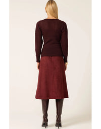 Ripple Long Slv Knit Black Cherry