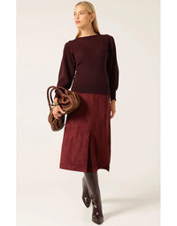 Ripple Long Slv Knit Black Cherry
