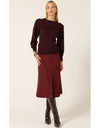 Ripple Long Slv Knit Black Cherry