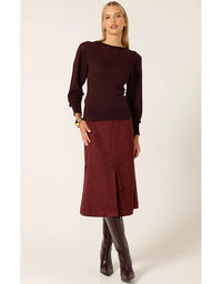Ripple Long Slv Knit Black Cherry