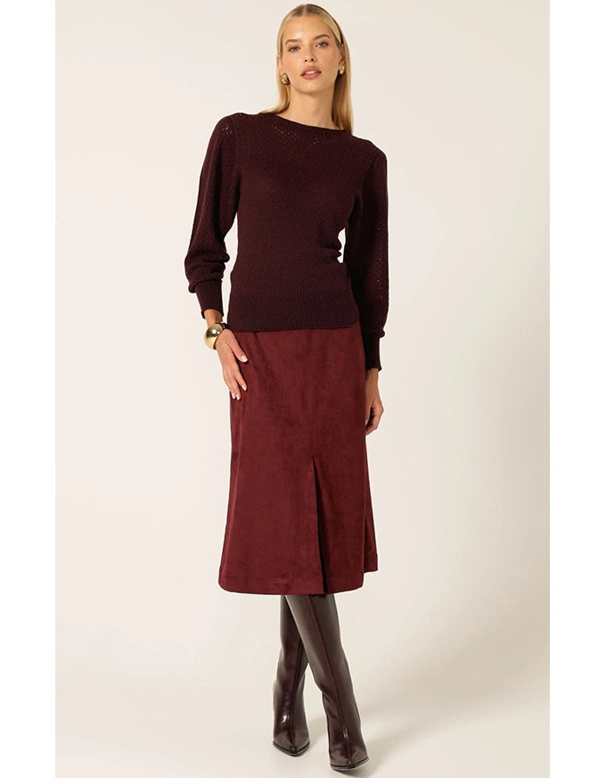 Ripple Long Slv Knit Black Cherry