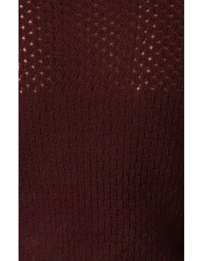 Ripple Long Slv Knit Black Cherry