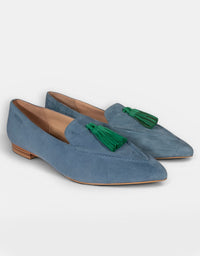 Palace Flats Cobalt/Emerald Suede