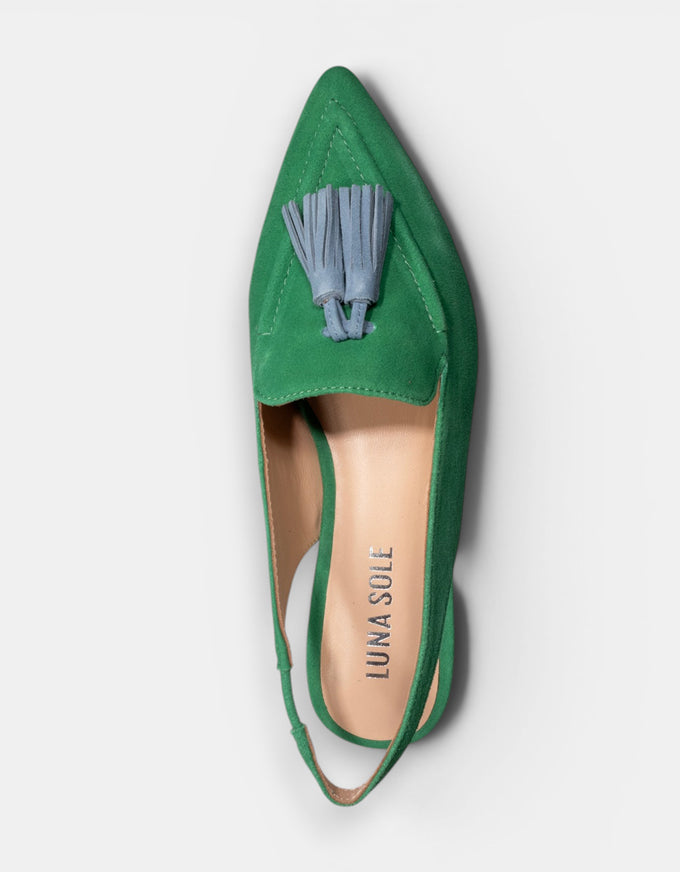 Piper Slingback Flats Emerald/Cobalt Suede