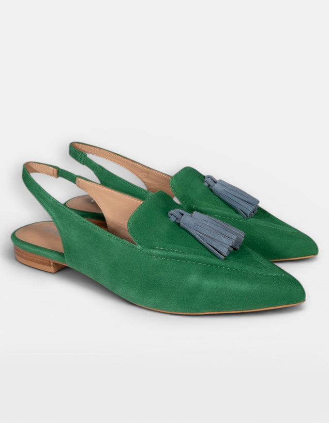 Piper Slingback Flats Emerald/Cobalt Suede