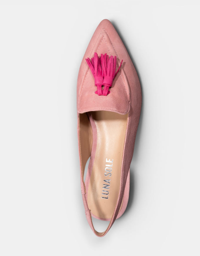Piper Slingback Flats Pale Pink/Fuchsia Suede