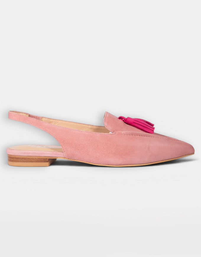 Piper Slingback Flats Pale Pink/Fuchsia Suede