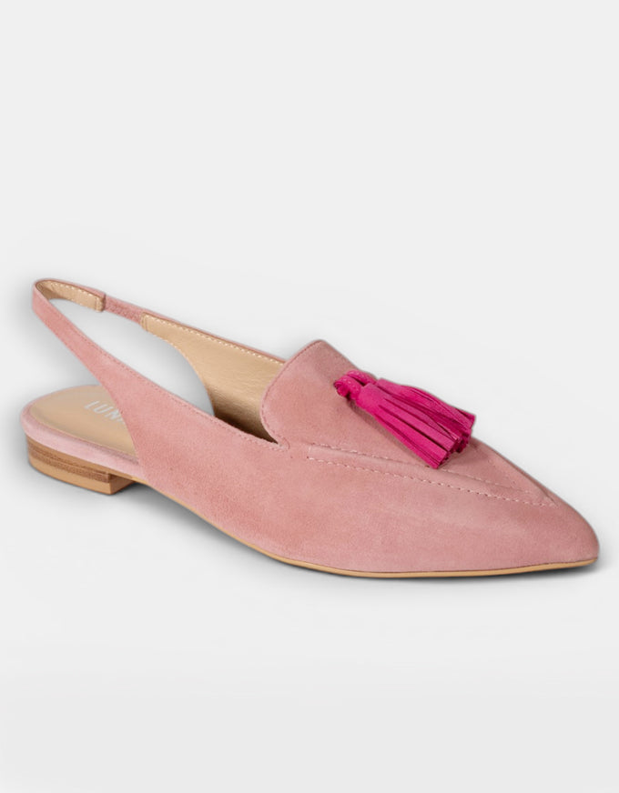 Piper Slingback Flats Pale Pink/Fuchsia Suede