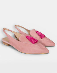 Piper Slingback Flats Pale Pink/Fuchsia Suede