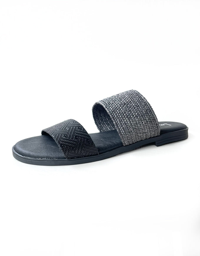 Jordana Nero Plain Front Sandals
