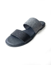 Jordana Nero Plain Front Sandals