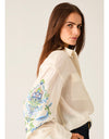 Marcela Embroidery Blouse Ivory/Blue