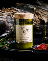 Wine Bottle Candle Cedar & Saffron