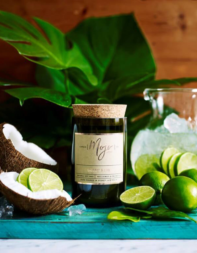 Wine Bottle Candle Coconut & Lime
